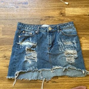 short blue jean skirt